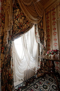 white and black floral curtains thumbnail