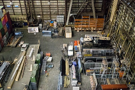 aerial photo of metal parts in industrial factory thumbnail