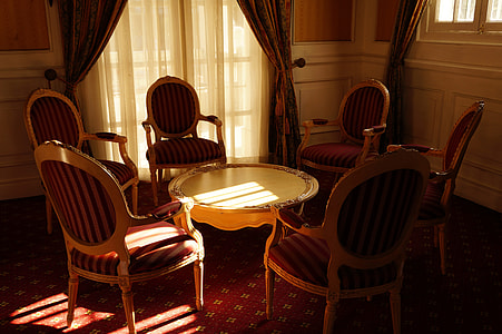 golden hour photography of dining table and chair set thumbnail