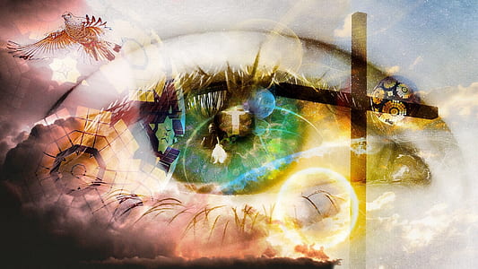 double exposure photograph of eye and cross thumbnail