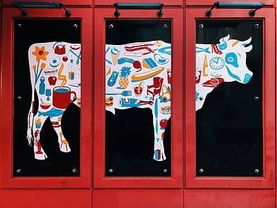 white bull 3-panel painting wall decor thumbnail