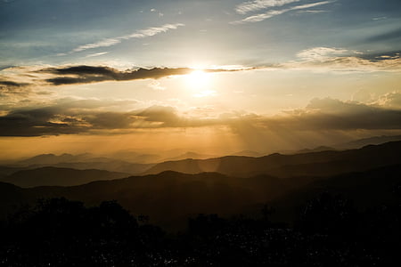 silhouette mountain during sunset thumbnail