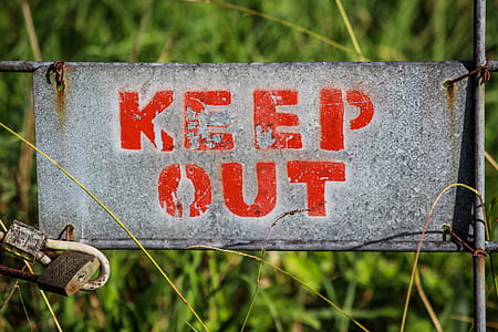 gray steel signage showing keep out thumbnail