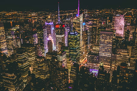 aerial view of a city during night thumbnail