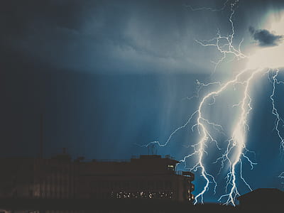 lightning strikes on concrete building thumbnail