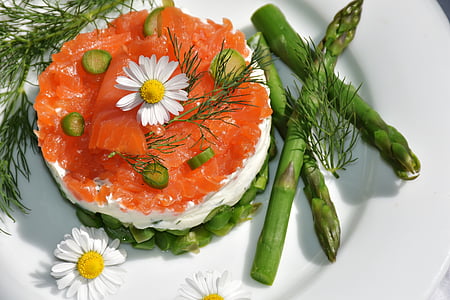 salmon sashimi with asparagus thumbnail