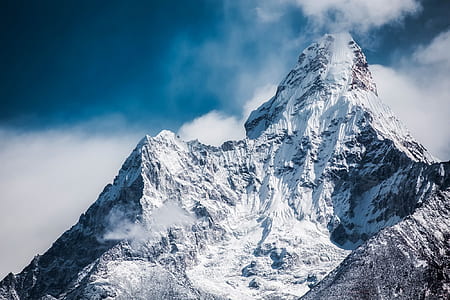 snow-capped mountain and blue sky thumbnail