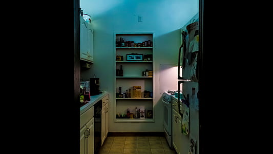 white wooden shelf in kitchen thumbnail