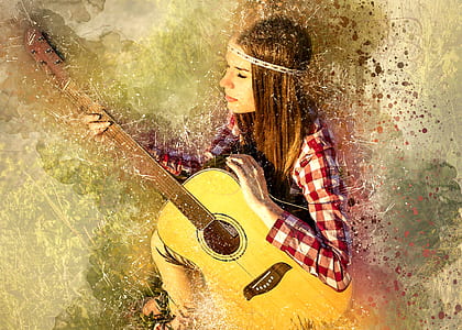 woman holding guitar painting thumbnail