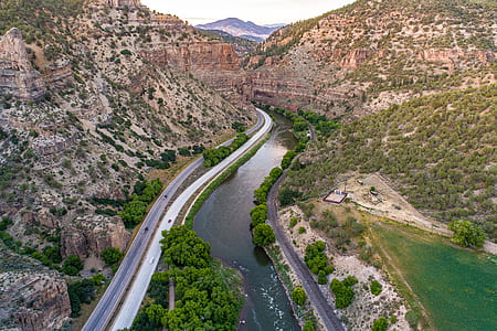 bird's view of mountain and roads thumbnail