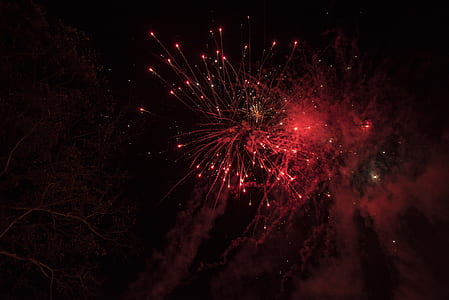 low-angle photography of red fireworks thumbnail