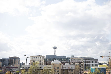 Panoramic view of The Space Needle, an observation tower in Seattle, Washington thumbnail