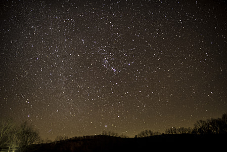 Lots of Stars night Sky with hills in Echo Bluff State Park, Missouri thumbnail