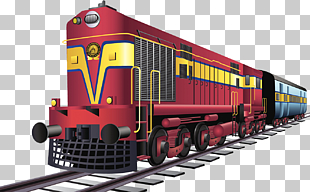 Rail transport Train Indian Railways Rail Budget Ministry of Railways, Retro steam train, red, yellow, and blue train illustration PNG clipart