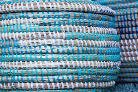 blue and white woven textile thumbnail