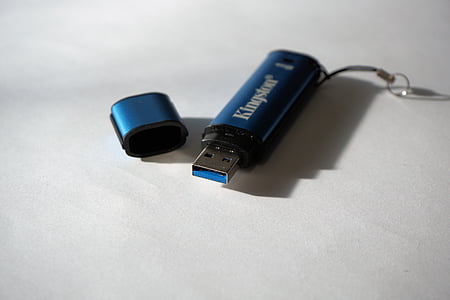 blue Kingston datatraveler on white surface thumbnail