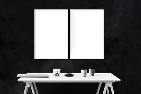 two white boards and white wooden table thumbnail