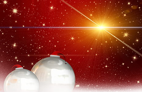 two bauble with christmas hat decor thumbnail