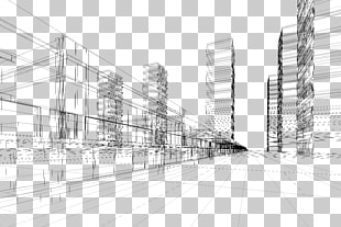 Architecture Euclidean , Creative city building perspective lines PNG clipart