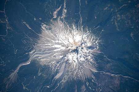 Satellite Image overhead look of Mount Hood, Oregon thumbnail