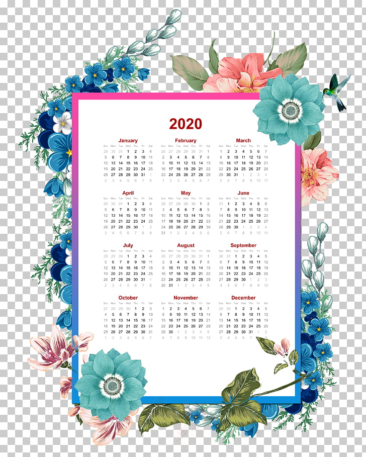 2020 flower yearly calendar able template others png free 2020 yearly calendar