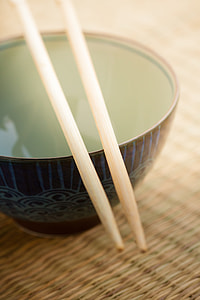 pair of chopsticks on bowl thumbnail