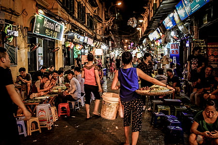 people in market during night thumbnail