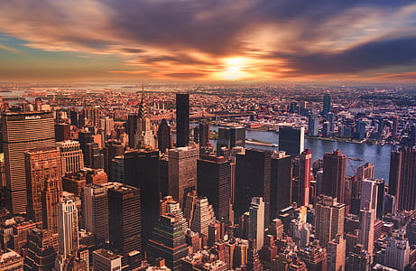 High Angle View of Cityscape Against Cloudy Sky thumbnail