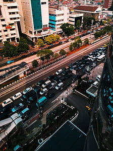 Bird's-eye View Photo of Vehicles on Roadway thumbnail