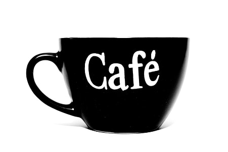 white and black cafe ceramic teacup thumbnail