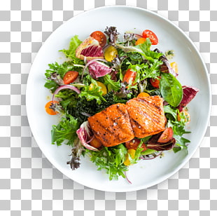 Hamburger Street food Seafood Fast food, delicious food, salmon with vegetables salad in plate PNG clipart