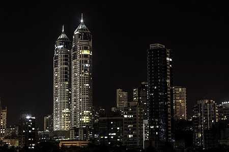 Night skyscrapers with lights in Mumbai, India thumbnail