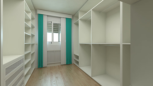 white wooden shelf near white wooden closed door thumbnail