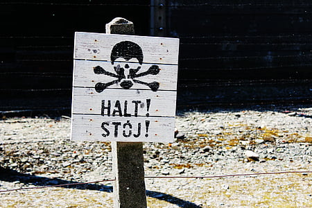 halt stoj signage on brown soil at daytime thumbnail