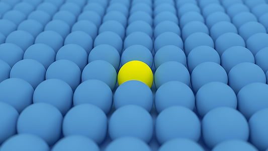 yellow ball surrounded by blue balls thumbnail