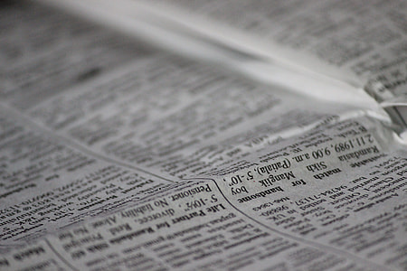 shallow focus of newspaper thumbnail