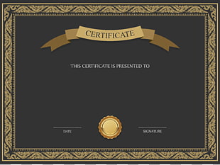 Academic certificate Template, Black and Brown Certificate Template , Certificate paper illustration PNG clipart