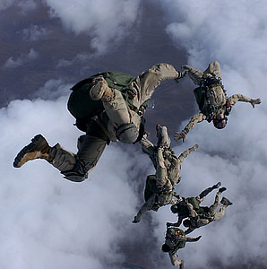 aerial photography of military men skydiving during daytime thumbnail