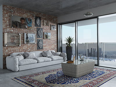 white fabric 3-seat sofa thumbnail