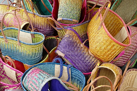 assorted-color wicker basket lot thumbnail