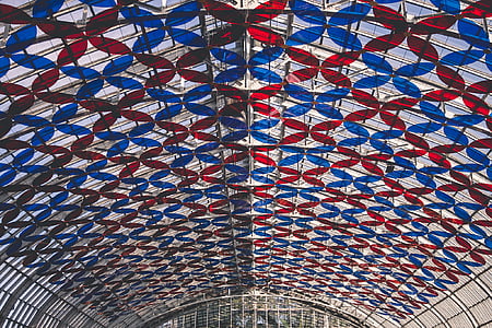 photograph of blue and red glass dome structure thumbnail