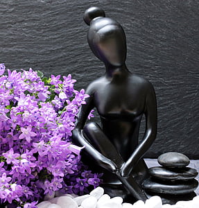 woman figure near purple flowers thumbnail