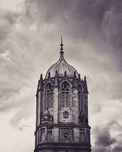 grayscale photo of clock tower thumbnail