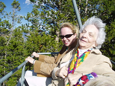 woman wearing brown jacket on amusement ride thumbnail