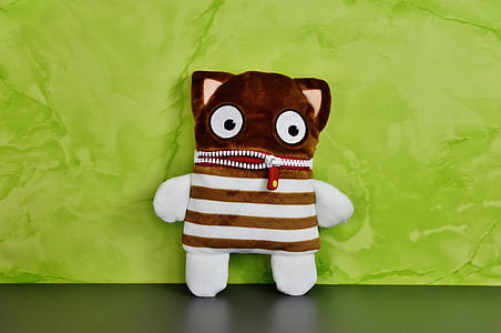 black and white striped animal purse with half open zipper thumbnail