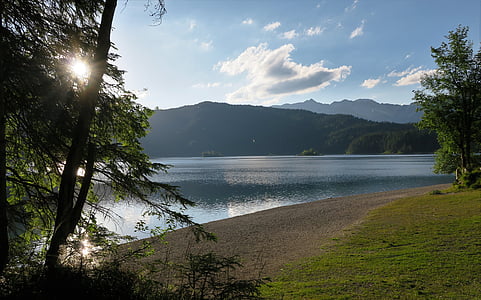 photography of body of water beside mountain under clear blue sky during daytime thumbnail