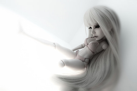 blonde haired female jointed doll thumbnail