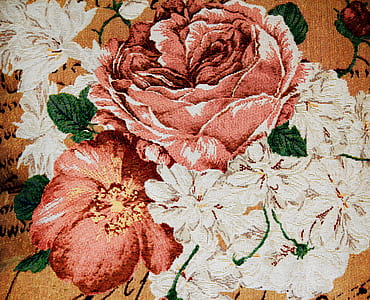 red and white floral textile thumbnail