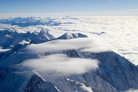 birds eye view of snow covered mountain thumbnail