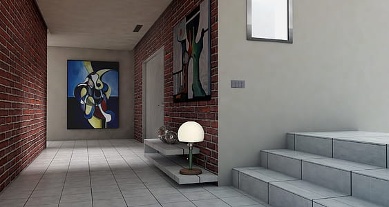 staircase with console table on hallway thumbnail